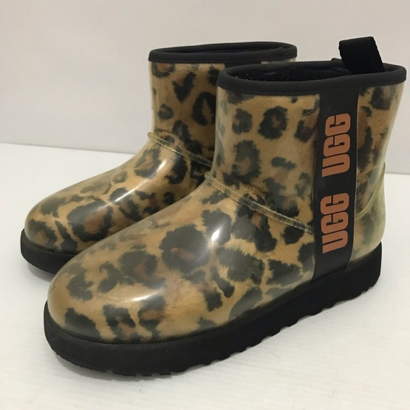 UGG Classic Clear Mini Panther Waterproof Pull On Rain Boots Size 7 - Picture 1 of 10